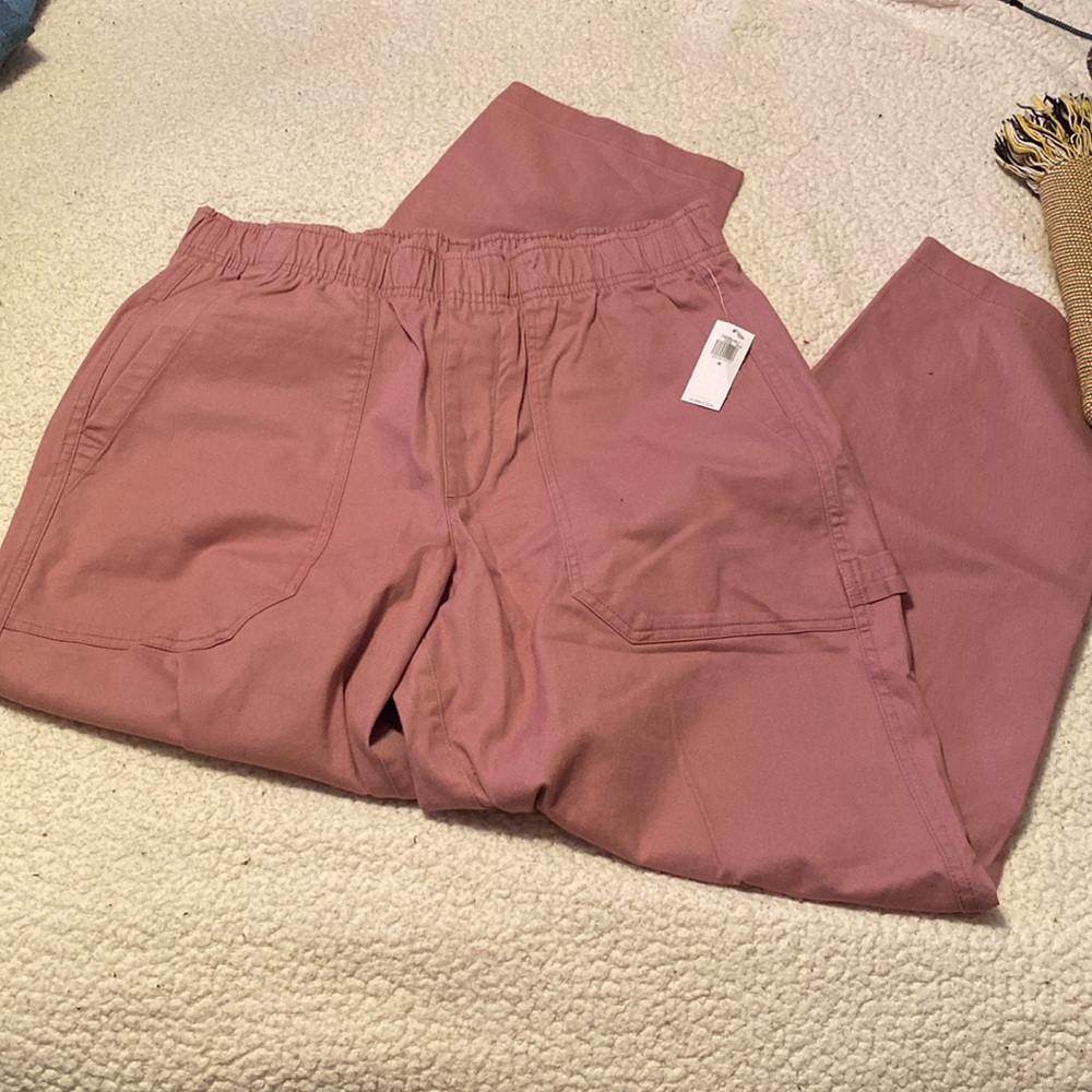Old Navy Pull on Utility Pants Woodrose Pink Women’s M High Rise Elastic Waist